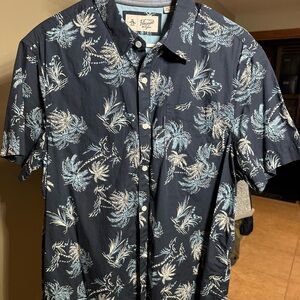 Original Penguin Dark Blue Hawaiin Print Men's Shirt